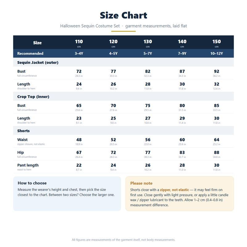 CostumeDaddy popstar - size-chart