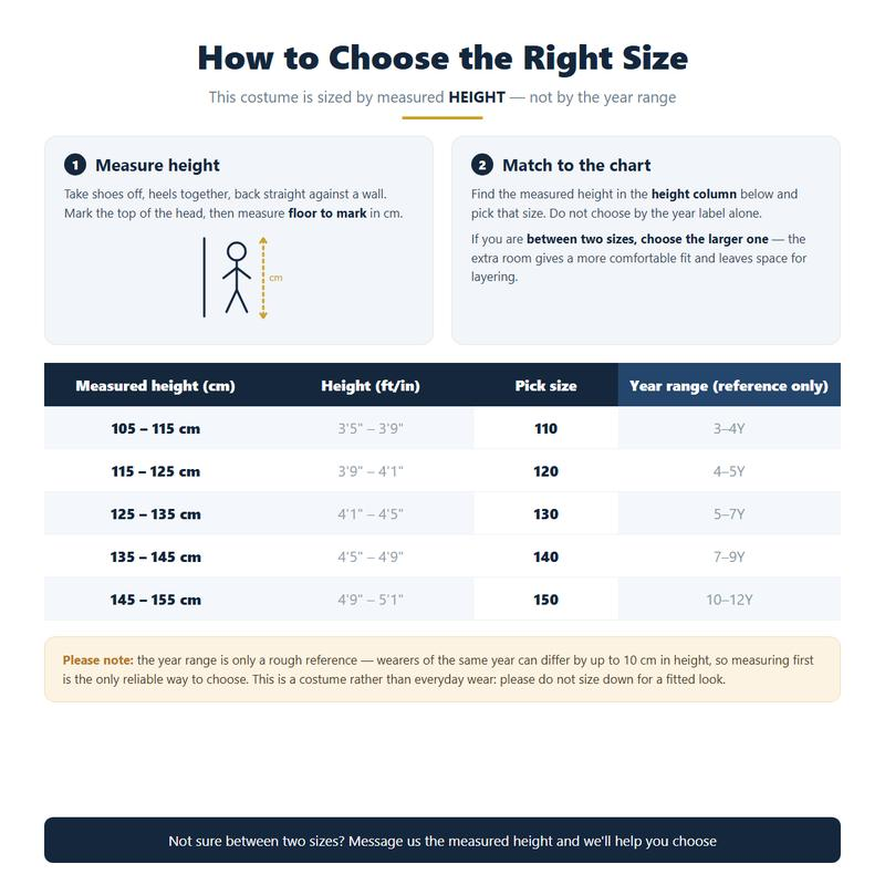 CostumeDaddy popstar - sizing-guide